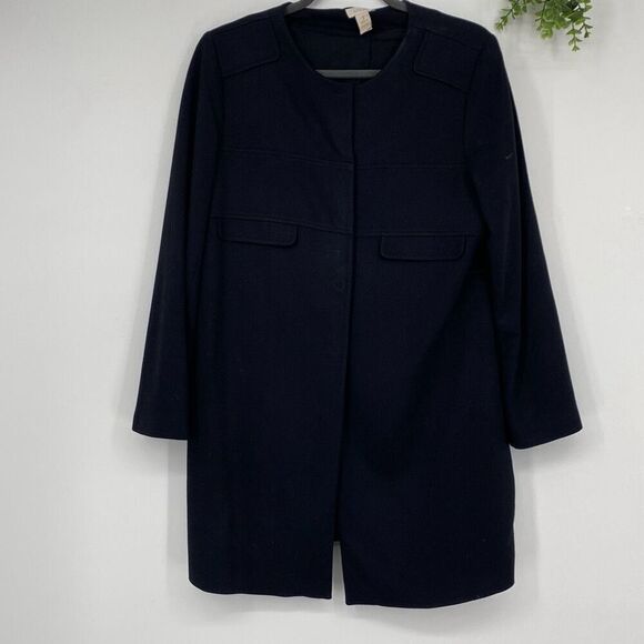 Chico's Women's Long Sleeve Rayon Blend Snap Down Long Coat Jacket Black Size 8 - Picture 1 of 14